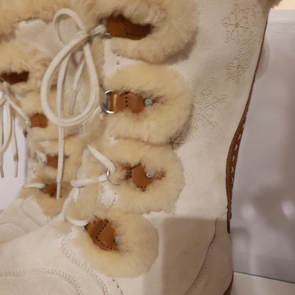 NorthFace Primaloft 200 Insulation Suede Leather Trim Floral Fur Lace Up W9 NWOT - Picture 8 of 12